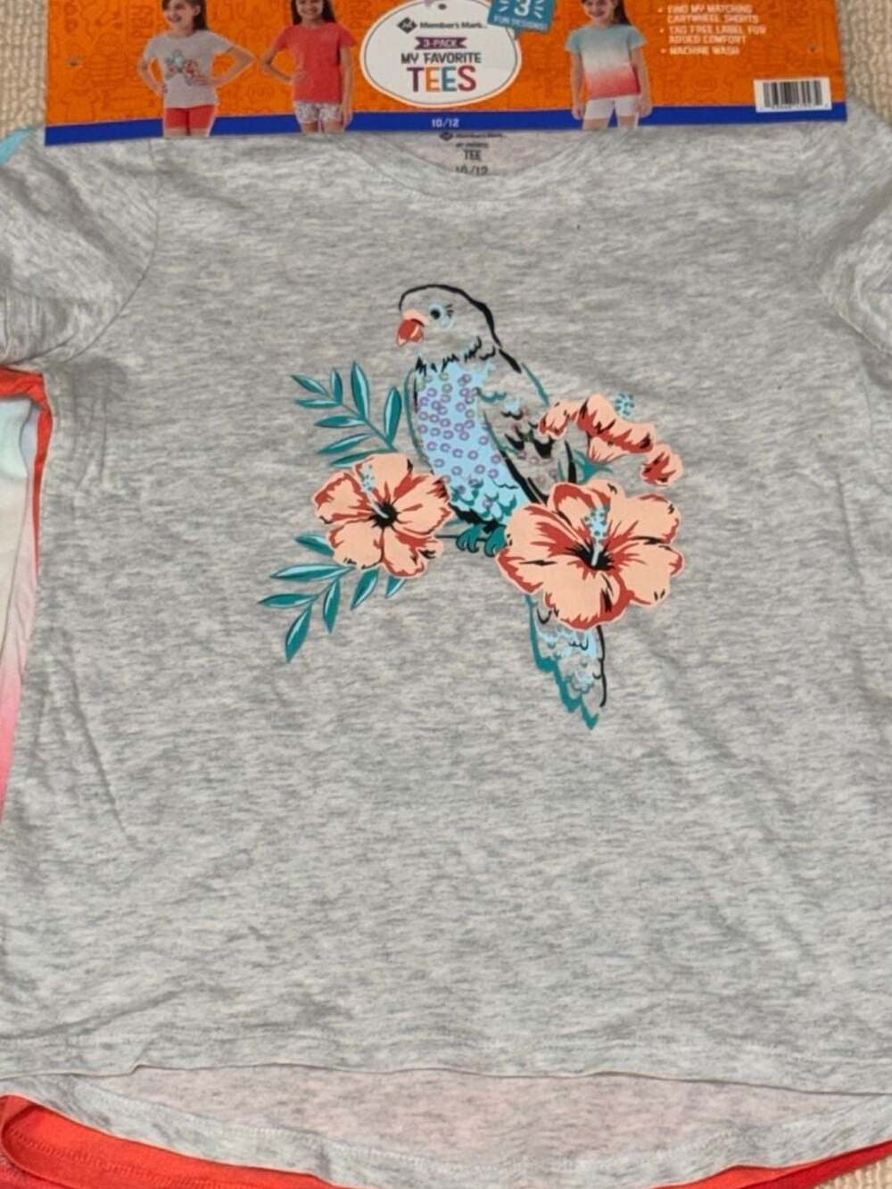 My Favorite Tees 3-Pack Bird and Floral Graphic T-Shirts Size 10/12